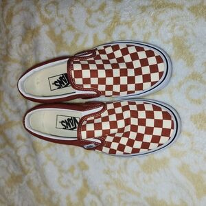 Burnt Orange and White Checkered Vans